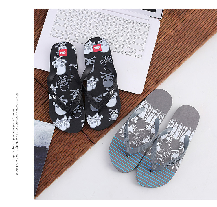 Hot Printed Flip-flops Women Non-slip Beach Slippers PE PVC Soft Flat Filp Flops