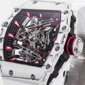 Nuevo Reloj Mecánico de Pulsera para Hombre Estilo RM 2025, Caja Blanca con Detalles Fluorescentes Rosas, Movimiento Visible, Lujoso y Deportivo - Product Image 2