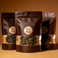 Sachets personnalisés classiques en papier kraft avec fermetures éclair et fenêtres transparentes, pour le stockage d'aliments et de thé
