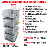Nouvelle cage d'élevage de cailles en acier galvanisé monocouche empilable, logement modulaire pour cailles, équipement d'élevage avicole pour la production d'œufs