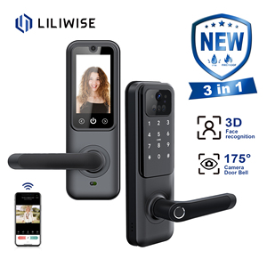Liliwise Manufacturers Wood Door Smart Lock 3 in 1 Hd Screen Airbnb Digital Door Lock 3D Face Recognition Smart Lock With <b>Camera</b> - Product Image 1