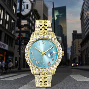 Reloj de Cuarzo Hip Hop con Logotipo Personalizado y Piedras de Circonia Cúbica para Hombre, Caja de Aleación Unisex de Lujo con Esfera Plateada, Diamantes Brillantes, Correa de Cuero de 42 mm - Product Image 4