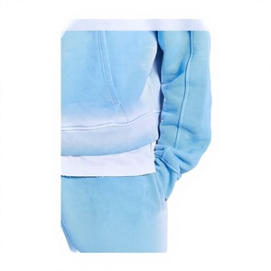 Sweat-shirt à capuche oversize pour homme, bleu clair uni, en molleton de coton, coupe décontractée, automne, manches classiques, avec poches - Product Image 4