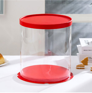 <span class=keywords><strong>7</strong></span> Zoll Rote Runde Hohe Transparente Kuchenbox, Hohe Backwarenboxen für Hochzeit, Geburtstag, Party-Behälter - Product Image 6