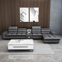 Ensemble de canapés de luxe, meubles modernes multifonctionnels, ensemble de canapés en cuir pour salon avec recharge et haut-parleurs, canapé en cuir