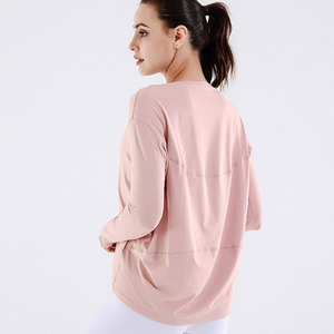 Top de Yoga para Mujer, Manga Larga, Cintura Alta, Transpirable, Color Sólido, con Logotipo Frontal, para Correr, 100% Poliéster, Secado Rápido - Product Image 5