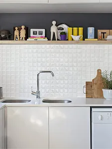 <strong>White</strong> Peel and <strong>Stick</strong> Wall <strong>Tiles</strong> Small Square Self Adhesive <strong>Stick</strong> <strong>on</strong> Kitchen Bathroom - Product Image 5