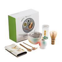 Ensemble de 8 outils pour matcha en céramique japonaise Astief avec logo personnalisable, bol à thé, fouet, support, pour usage domestique, kits de bols à matcha gravés
