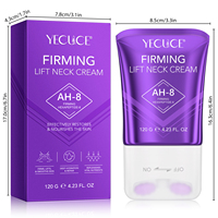 Crème raffermissante pour le cou YECUCE avec 360 °   Crème hydratante liftante au Hexapeptide-8 et à l'acétyl pour le cou, raffermissante et lissante, avec applicateur à rouleaux