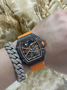 Reloj Mecánico Automático Ultrafino de Fibra de Carbono de Lujo de Alta Calidad, Esfera Naranja, Correa de Nailon, Tourbillon, Resistente al Agua 10 Bar - Product Image 2