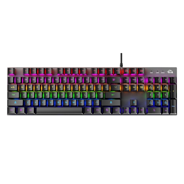 Free Wolf K1 Wired RGB Backlit USB-C Programmable Mechanical Keyboard 104 Keys Full Size Numeric Keypad for Gaming Computer