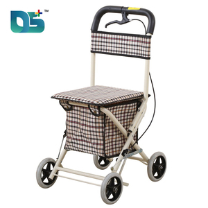 Nouveau design adapté aux personnes âgées cadre en alliage d'aluminium utilisé toile <span class=keywords><strong>4</strong></span> <span class=keywords><strong>roues</strong></span> sac de rangement poids léger ligne frein Handcart - Product Image 1