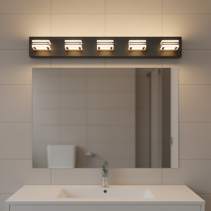 5-Light <b>LED</b> Vanity Light 34 In Modern Bathroom <b>Wall</b> Fixture Dimmable <b>Mirror</b> Lighting Warm White Iron Acrylic - Product Image 2