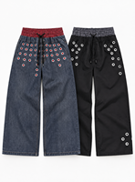 Jeans baggy DiZNEW pour hommes, trois couleurs, trois sangles sur le devant, bouton décoratif, étiquette DiZNEW, coupe large, cargo, denim OEM