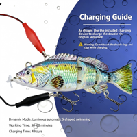 OEM 10cm 13.5cm Umpan Pancing Elektrik LED Isi Ulang USB Robotik 4-Bagian Wobbler Multi-Sendi Perlengkapan Memancing ABS