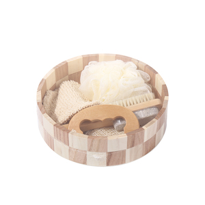 Ensemble d'accessoires de bain promotionnel de 6 pièces, boîte en bois en forme de cœur avec éponge en <span class=keywords><strong>sisal</strong></span>/peigne pour le spa ou la décoration de la maison, ensemble cadeau de bain - Product Image 1