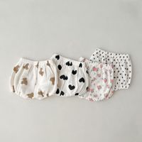 Celana Pendek Bayi Besar Motif Lucu Musim Panas Gaya Korea, Celana Pendek Bayi Longgar Berbahan Katun dengan Pinggang Elastis dan Motif Bunga Kartun