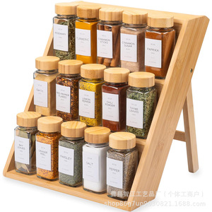 Bamboo and wood three-tiered kitchen <b>spice</b> <b>jar</b> and container storage <b>rack</b>, kitchen and living room display <b>rack</b>, bathroom - Product Image 3