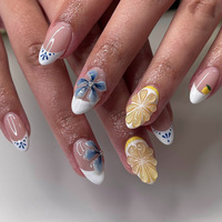 3D fleur Nail Art vieil argent classique français ongles nouveauté amande carré solide Gel faux ongles acier ongle artificiel