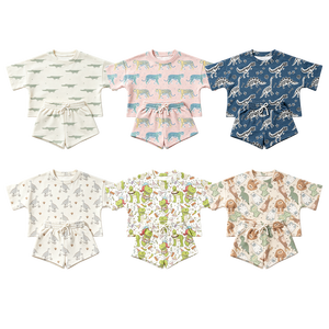 KR 유아 남아 여름옷 영유아 반팔 상의 귀여운 반바지 세트 신생아 여름 면 세트 - Product Image 3