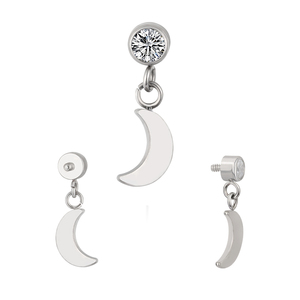 Juego de bisel de titanio CZ con colgante de Luna 16G Rosca interna Labert Helix Earring Top - Product Image 2