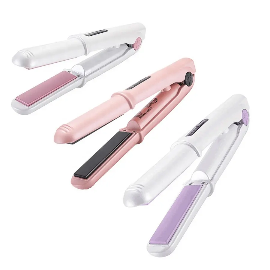 Professional Portable USB Hair Straightener Hair Styling Tools PTC Heater Ceramic Flat Iron 2 in 1 Cordless Hair Straightener