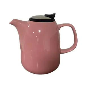 Modern pink tea tool large capacity stocked ceramic tea pots with infuser