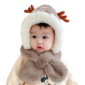 Toptan şapkalar geyik-Çocuk şapkası ve eşarp bir kış kalınlaşma artı kadife sıcaklık sevimli süper sevimli geyik peluş bebek kulak kapağı