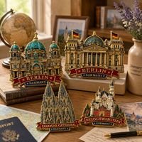 Aimant de réfrigérateur 3D stéréoscopique paysage - Aimant de réfrigérateur en métal personnalisé, souvenir de voyage commémoratif