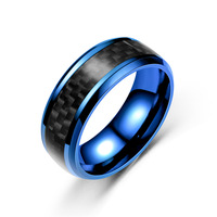 Bagues en acier inoxydable imperméables de style classique pour hommes et femmes, bague tendance noire et dorée, bague en fibre de carbone de qualité