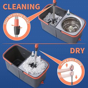 Juego de fregona giratoria 360 al por mayor con cubo de microfibra, cabezal de tela y tecnología de separación de agua sucia - Product Image 6