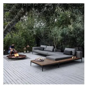 Italian Luxurious Modern Rustic Teak Wooden Outdoor Patio Furniture Sets Space-Saving for Garden Hotel or Living Room