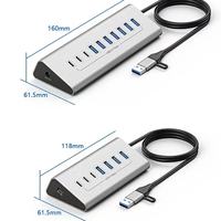Base de Conexión USB SYONG, Hub Tipo C, Adaptador de Carga Divisor, Adaptador de Corriente de 7 Puertos para Accesorios de PC y Portátiles