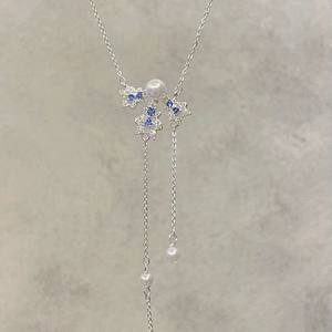 Collier en argent sterling S925 polyvalent avec cristal, chaîne lanterne universelle réglable à deux sens avec fermeture éclair pour pulls, chaîne nue - Product Image 2