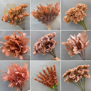 Fleurs décoratives couleur café et caramel pour la décoration de mariage, sur le thème de l'automne, en soie - Product Image 4