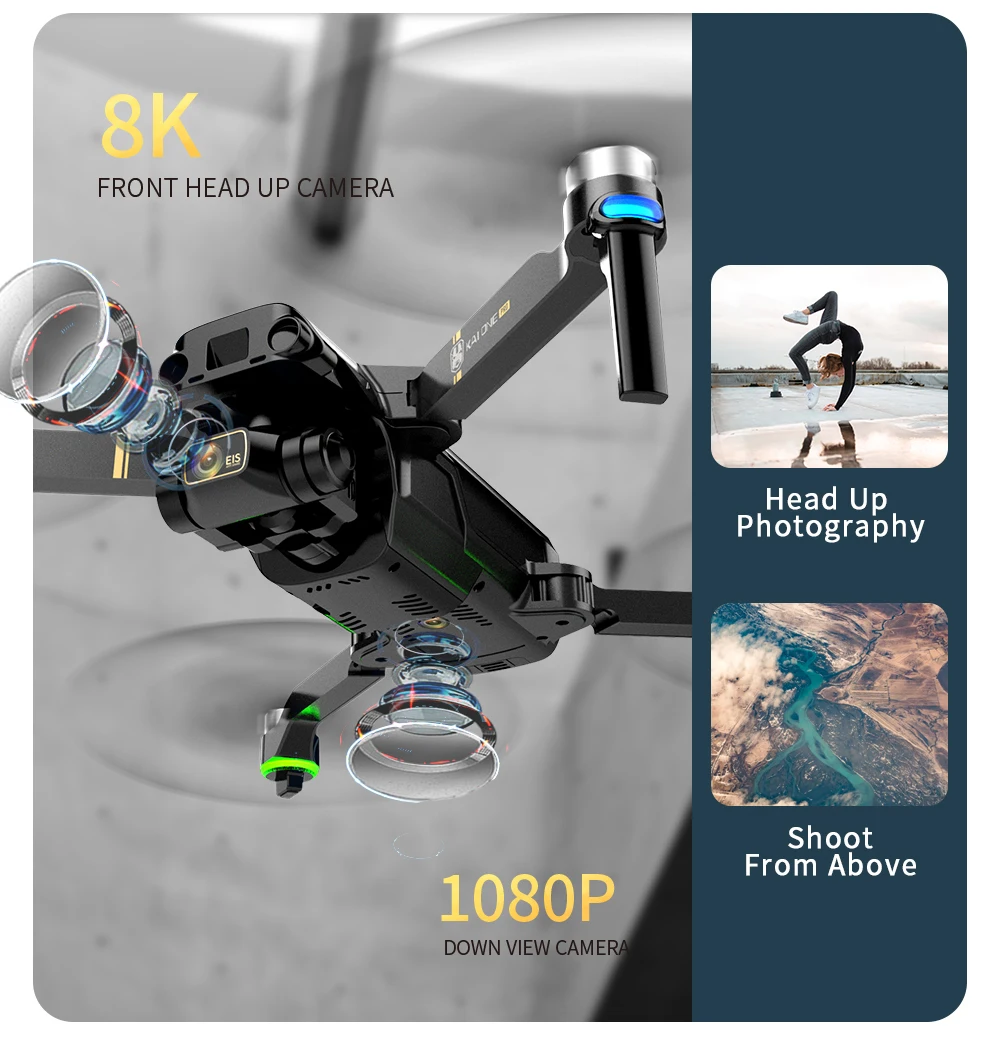 KAI ONE MAX Drone, 8K FRONT HEAD UP CAMERA Head Photography Shoot From Above 1080