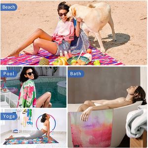 Toalla de playa de doble cara de diseño personalizado, gamuza de microfibra reciclada o Waffle Australia Tesalate, toalla de verano sin arena - Product Image 5
