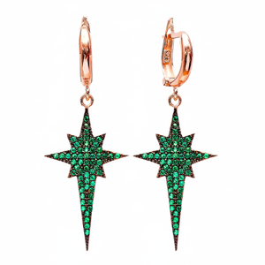 Dangle <b>Clip</b> On Pole <b>Star</b> CZ Stone Earrings Turkish Wholesale Earring 925 Sterling Silver Fine Jewelry - Product Image 2