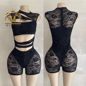 Sexy lente-zomer vrouwenoutfits kant doorschijnend crop top en lange broek 2-delige set sexy mesh tweedelige broekensets dames 2025 - Product Image 6