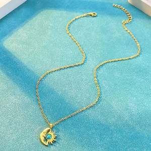 Collar con colgante de sol y luna chapado en oro y plata de moda 2024 con tarro de vela de estrella de ópalo para bodas, fiestas para hombres y mujeres - Product Image 4