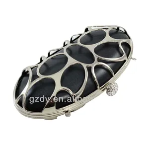 Baru Berongga Elips Tepi Zinc Alloy Evening Clutch Bag Purse Metal Frame Supplier