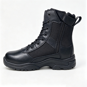 TSB601 Men Black High Top Leather Tactical <b>Boots</b> Waterproof Anti Slip Rubber Sole All Seasons Outdoor <b>Hiking</b> <b>Boots</b> - Product Image 2