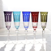 Verres à vin en cristal multicolores, flûte à champagne, verre à boire, fait à la main, sculpté à la main, Edo Kiriko, cadeau de mariage avec boîte