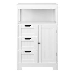 <b>Bathroom</b> Floor <b>Storage</b> Cabinet with 1 Door and 3 Drawers <b>Wooden</b> <b>Storage</b> Organizer Free Standing Entryway Cupboard for Home - Product Image 4