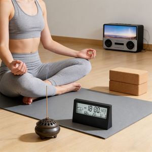 Desk Custom Multifunctional Rectangular Lcd Weather Date Digital Alarm <b>Clock</b> With Logo for Home Use - Product Image 6