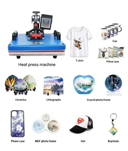 For mugs/cups/hats/t shirts/sublimation printing combo 5 in 1 heat press machine cheapest