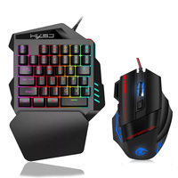 HXSJ Mini clavier de jeu RVB à une main Contrôleur de jeu portable Combo PC Gamer avec 35 touches et souris filaire Vente en gros