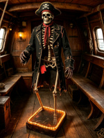 Décoration d'Halloween Pirate Fantôme avec structure métallique interne, alimentée par piles, capteur électrique, décoration suspendue pour usage intérieur