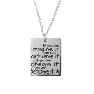 Loordon "If You Can Imagine It, You Can Achieve It, If You Can Dream It......" Inspirational Pendant Necklace