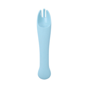 Juego de tenedor y cuchara de silicona para bebé, utensilios de entrenamiento con punta suave sin Bpa para 0-12 meses, mango recto de Color sólido - Product Image 5